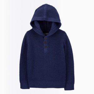New! Boy’s Oshkosh Sweater Hooded Henley Blue Size 10